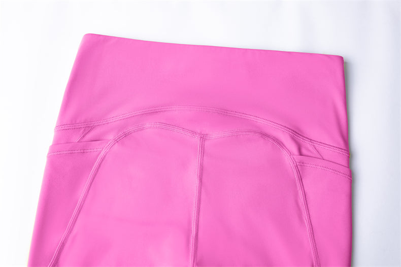 High-Rise Leggings With Side-Pockets - Bright Pink