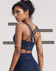 Cross Back Sports Bra - Dark Blue