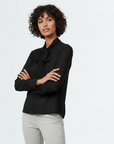 Neck Tie Up Blouse - Black