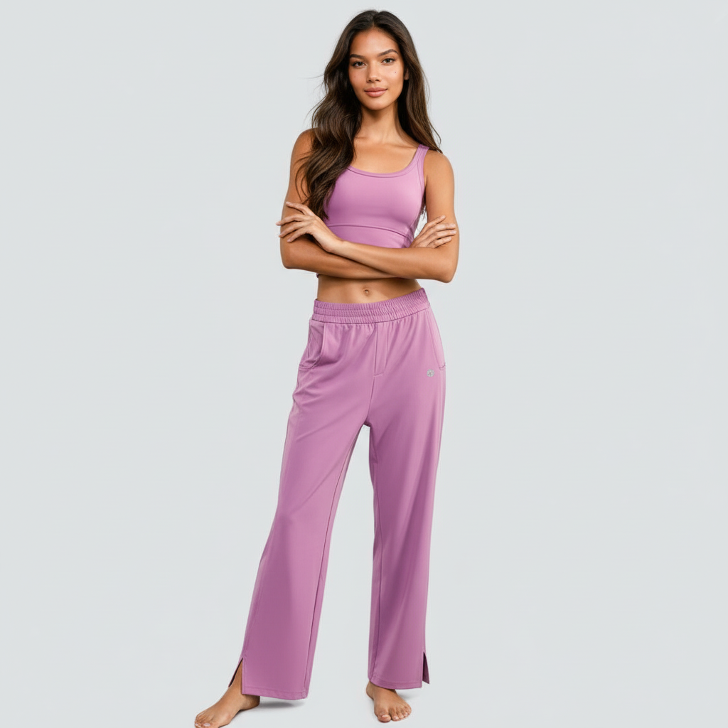 Wide-Legged Comfort Yoga Pants - Pink