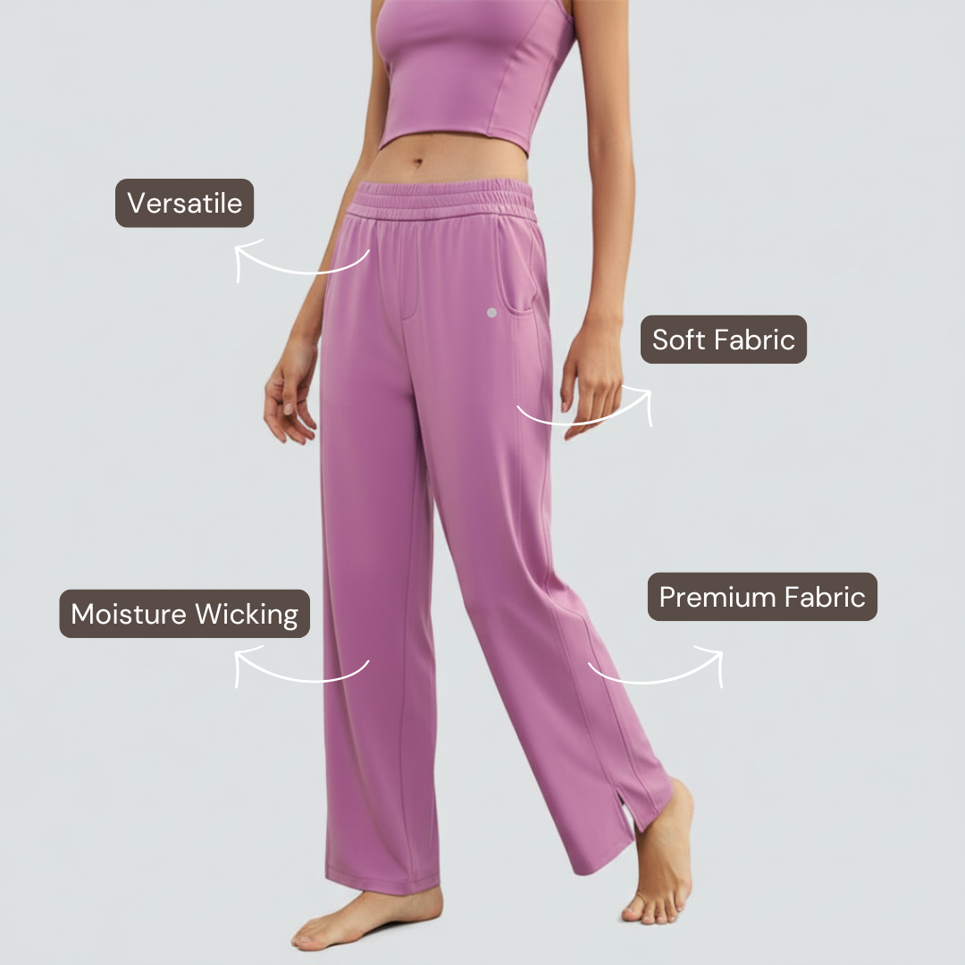 Wide-Legged Comfort Yoga Pants - Pink