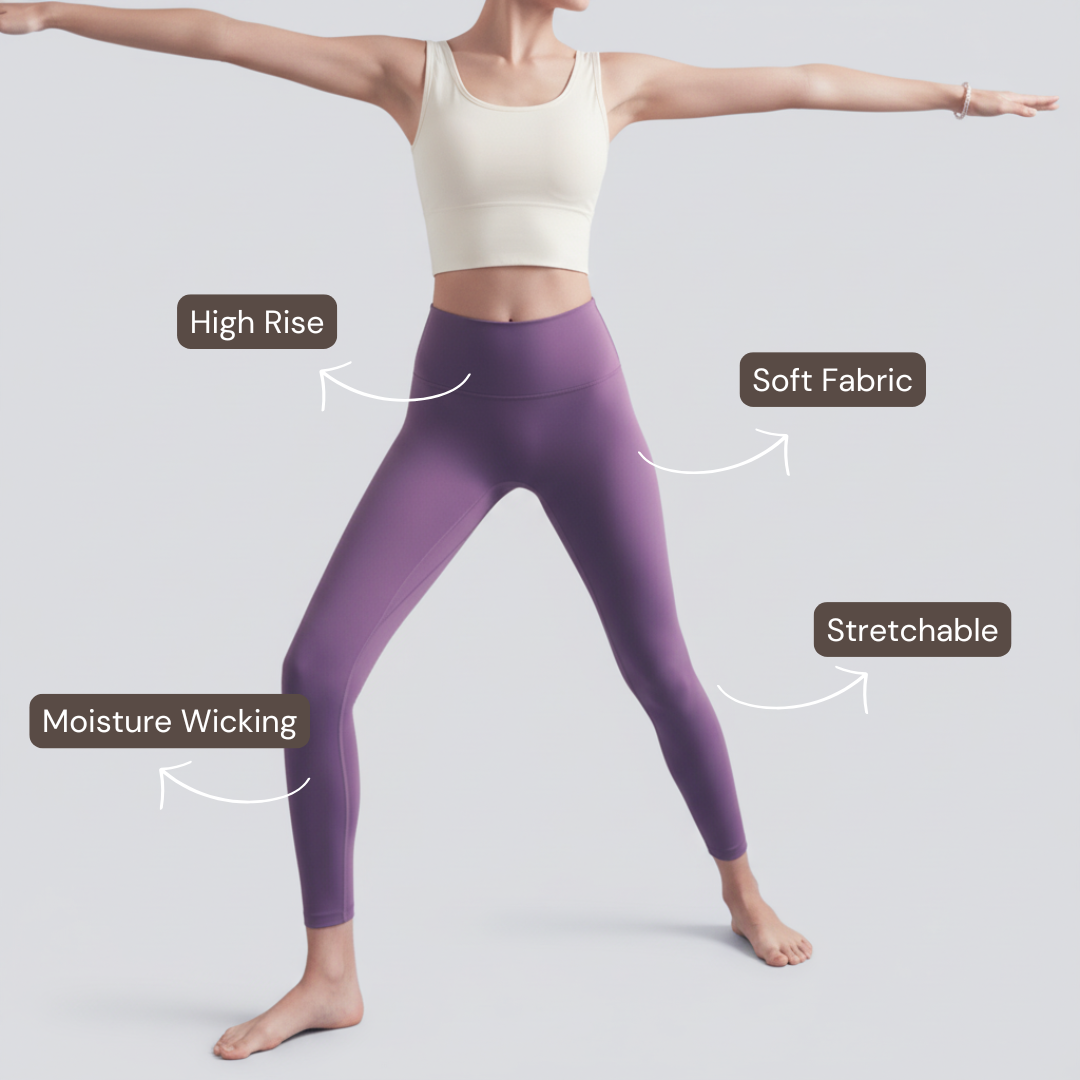 High-Rise Stretch Leggings - Purple