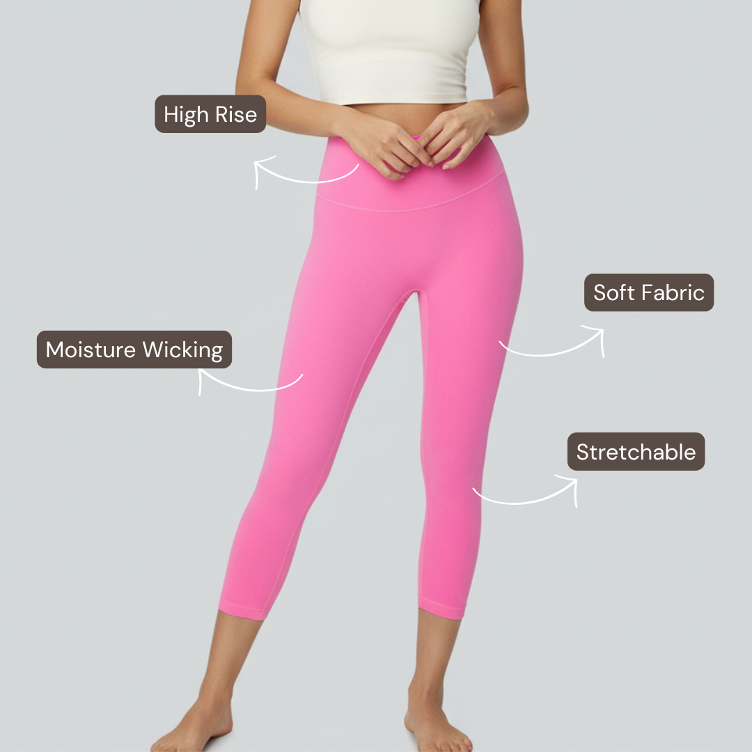 Ankle Length Comfort Leggings - Bright Pink