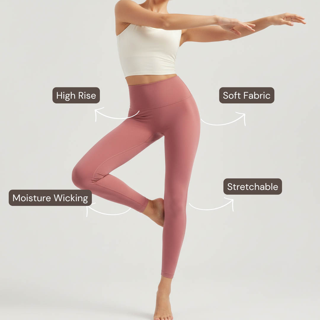 High-Rise Stretch Leggings - Shade Of Orange