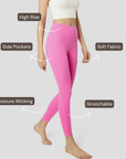 High-Rise Leggings With Side-Pockets - Bright Pink