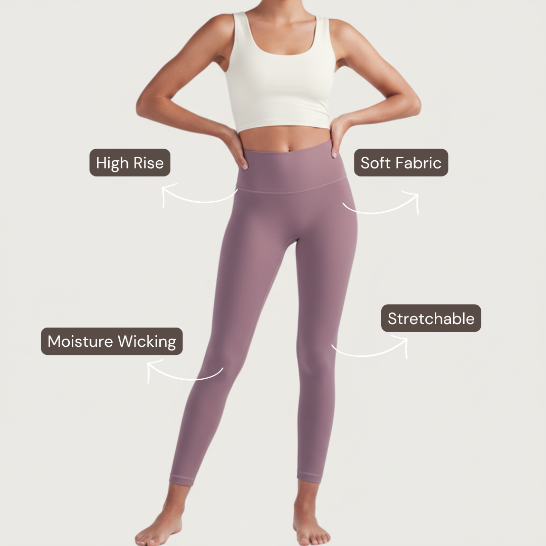 High-Rise Leggings - Subtle Purple