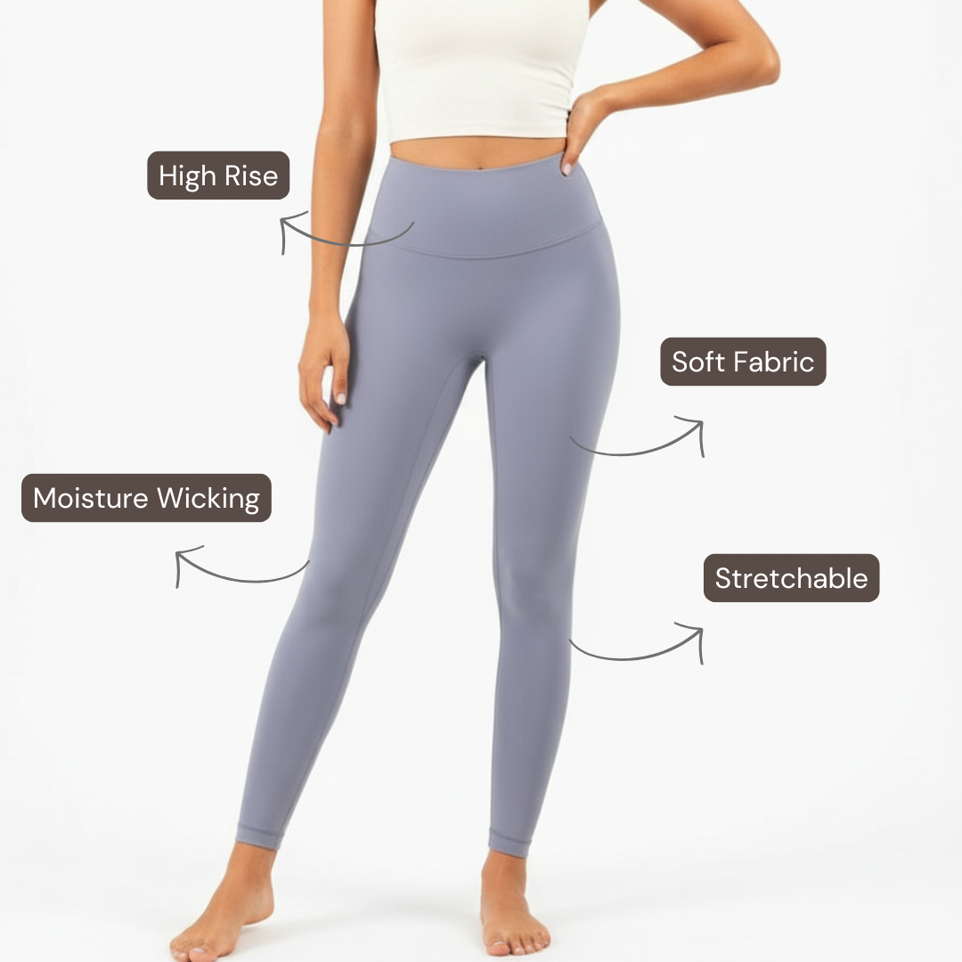 High-Rise Smooth Leggings - Blush Blue