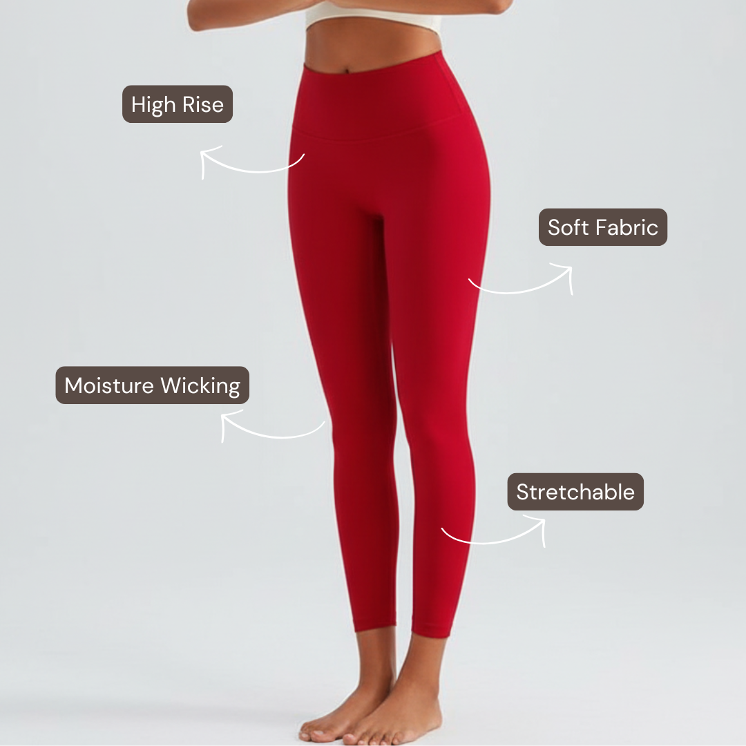 High-Rise Soft Leggings - Red
