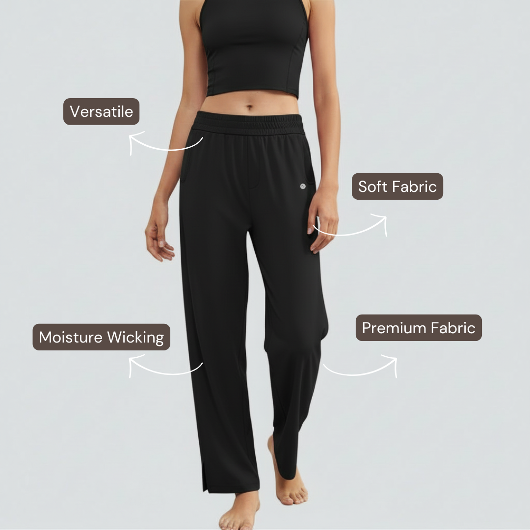 Wide-Legged Comfort Yoga Pants - Black