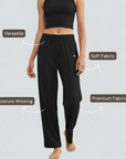 Wide-Legged Comfort Yoga Pants - Black