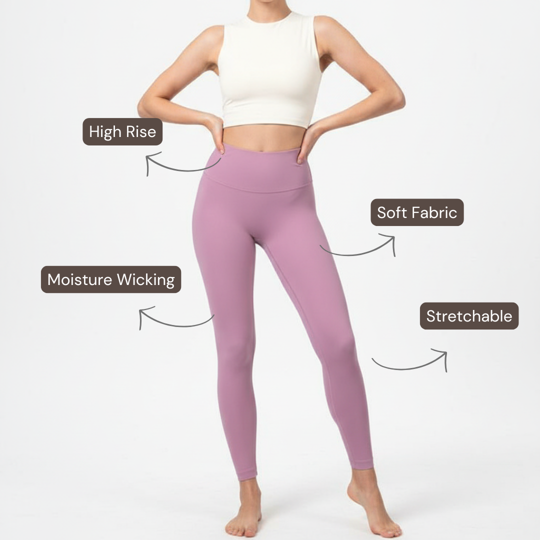 High-Rise Smooth Leggings - Pink