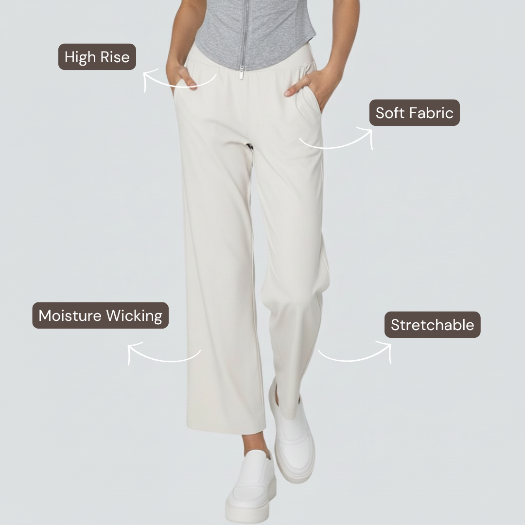 Wide Legged Yoga Pants - Ivory White