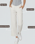Wide Legged Yoga Pants - Ivory White