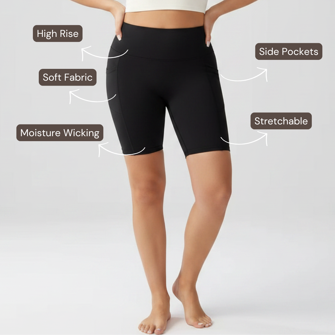 Embrace High Rise Shorts With Pockets - Black