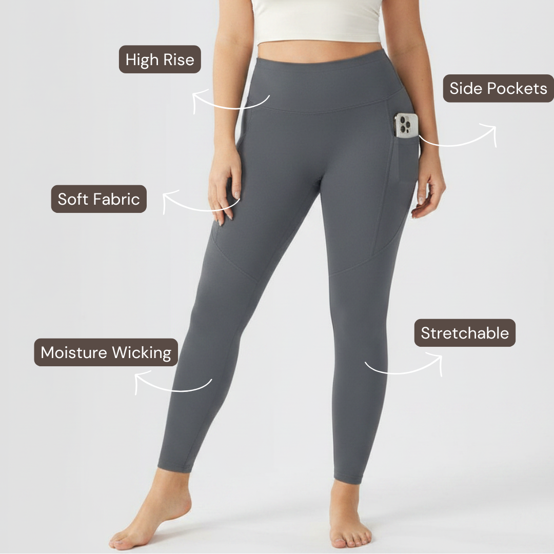 Embrace High Rise Side Pocket Leggings - Grey