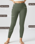 Embrace High Rise Side Pocket Leggings - Olive Green