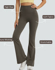 One-Size Flared Yoga Pants - Khaki Brown