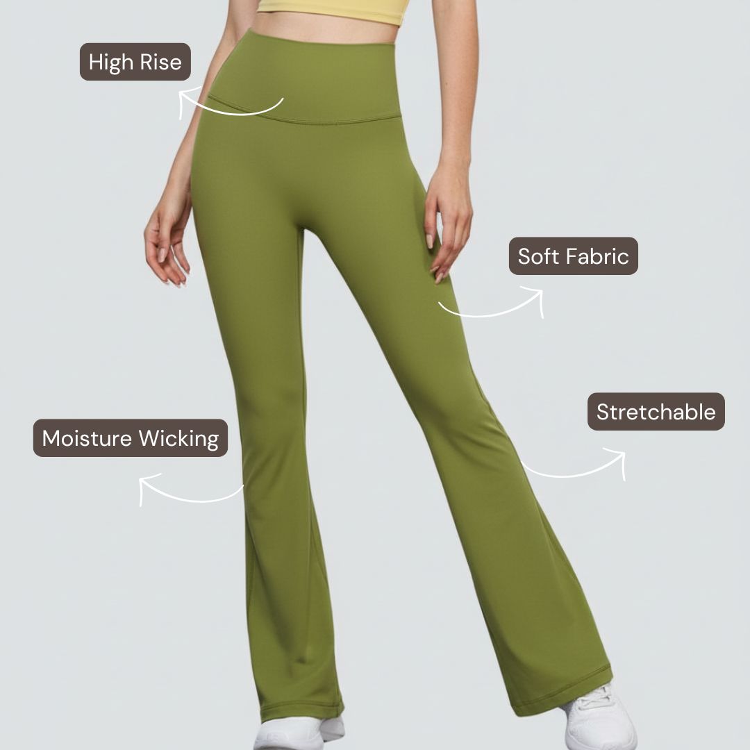 One-Size Flared Yoga Pants - Matcha Green