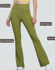 One-Size Flared Yoga Pants - Matcha Green