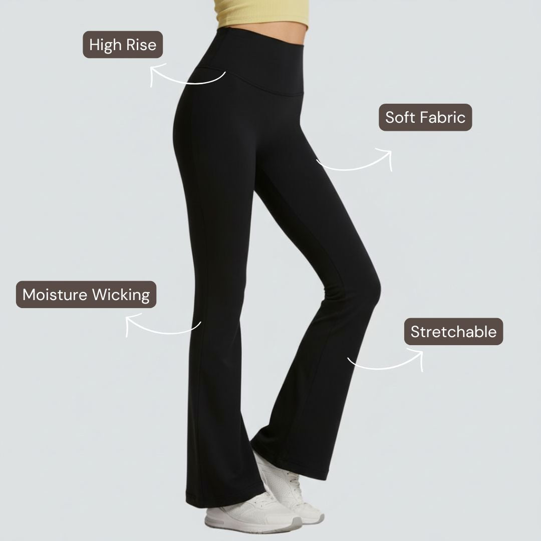 One-Size Flared Yoga Pants - Black