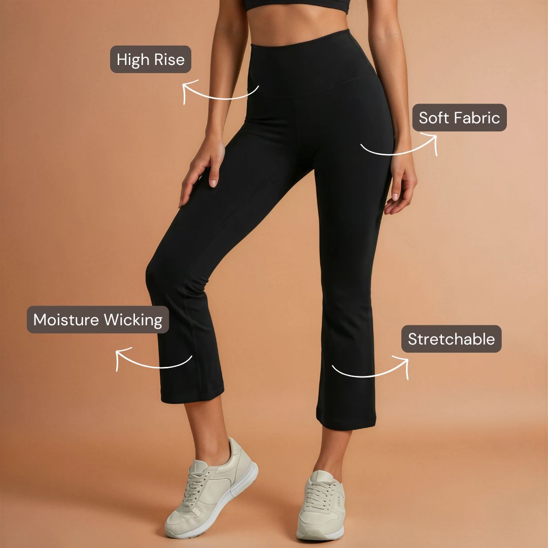 Ankle Length Flare Pants - Black