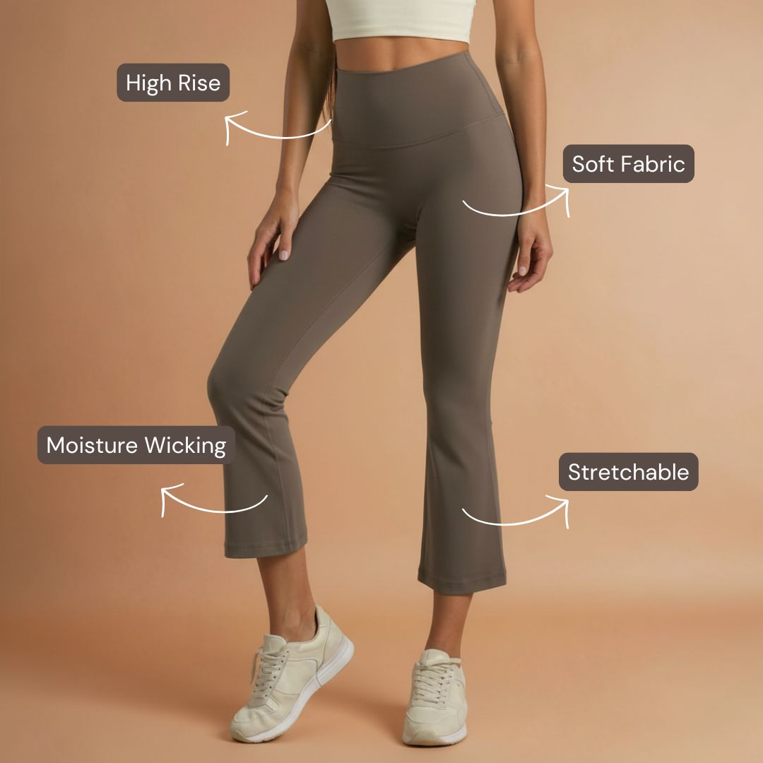 Ankle Length Flare Pants - Brown