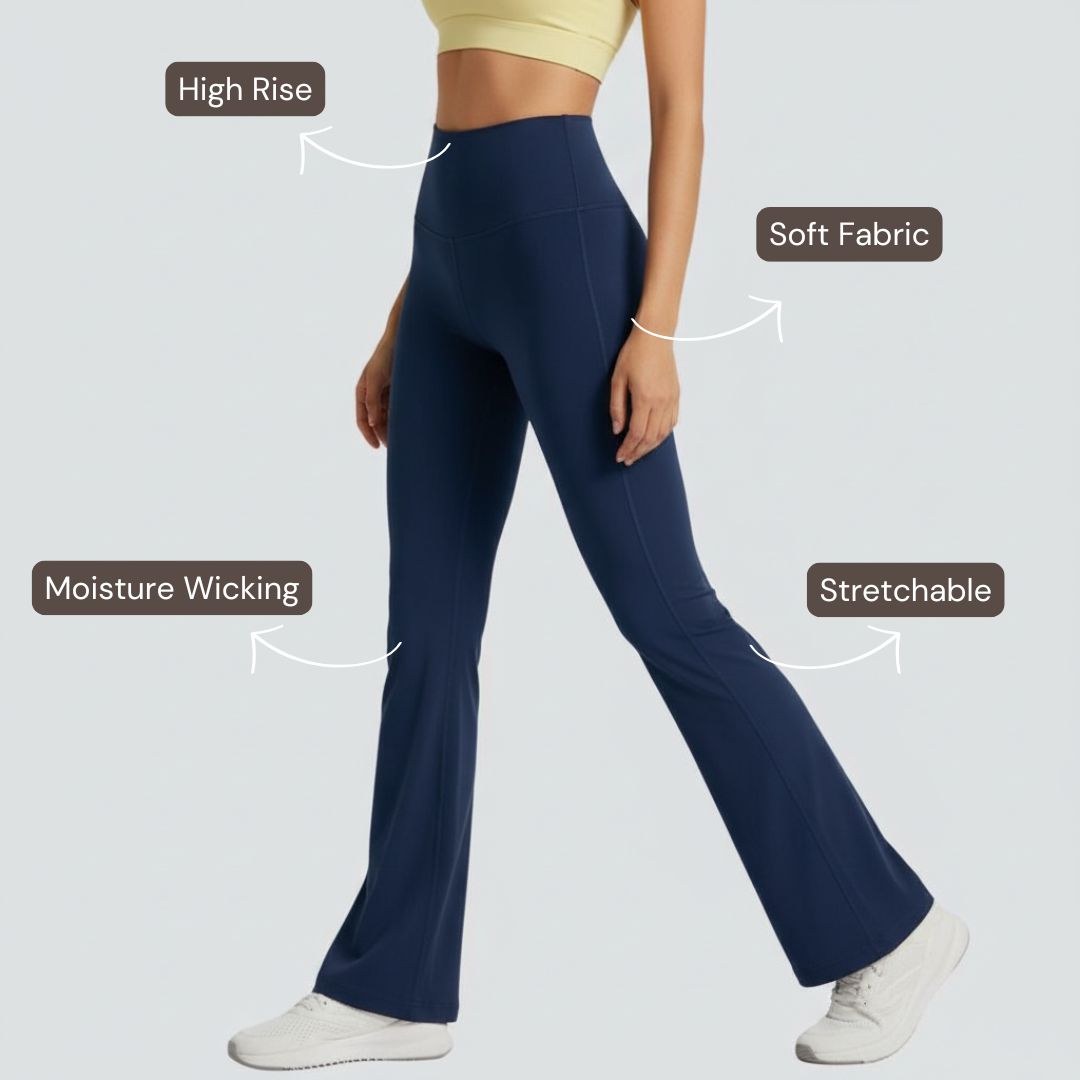 One-Size Flared Yoga Pants - Navy Blue