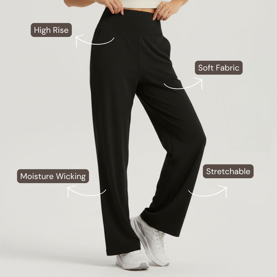 Wide Legged Yoga Pants - Black