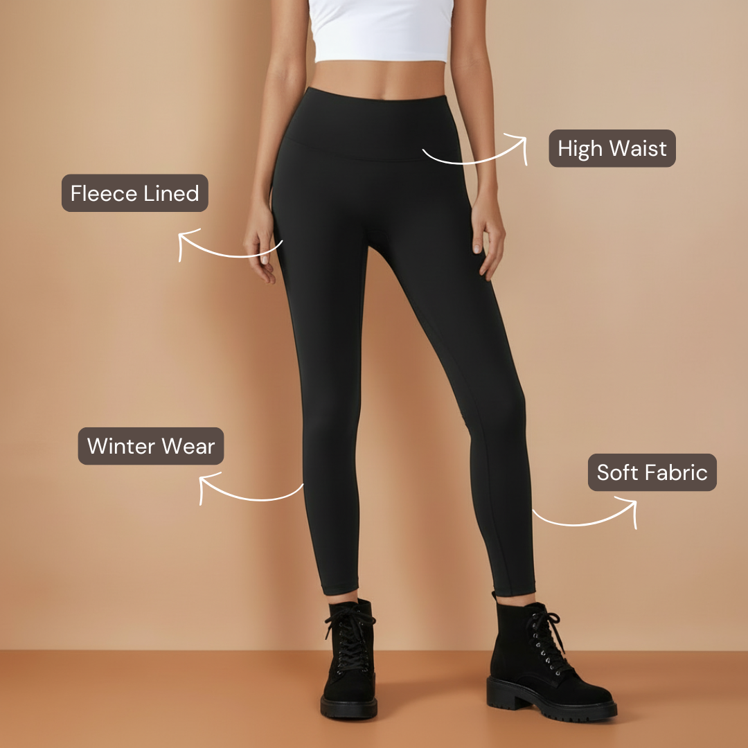 Fleece Lined Leggings - Black