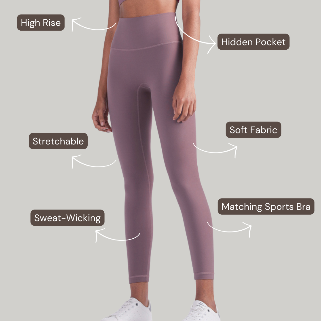 High-Rise Leggings - Subtle Purple