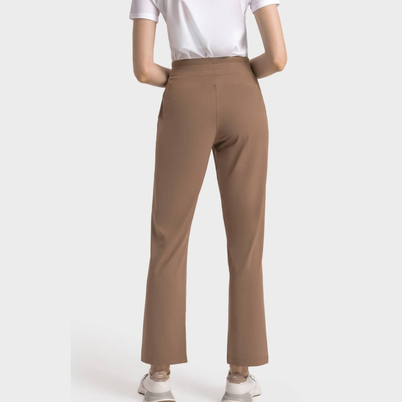Stylish Activewear Pants With Tie-Up Waist Band - Brown
