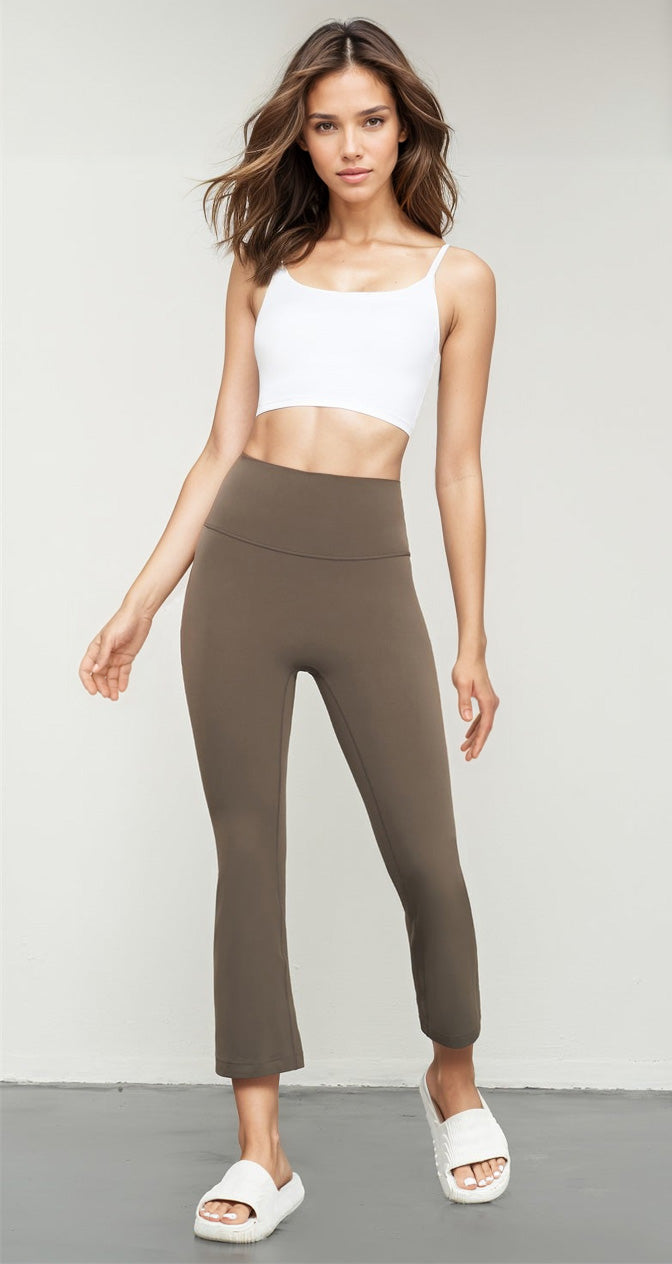 Ankle Length Flare Pants - Brown