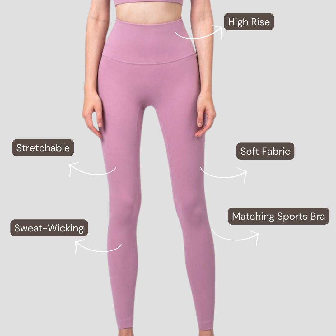 High-Rise Smooth Leggings - Pink