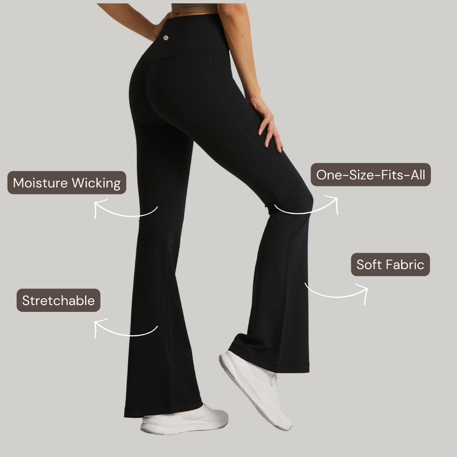 One-Size Flared Yoga Pants - Black