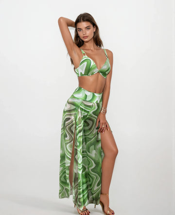 Bikini With Cover Pants - Green