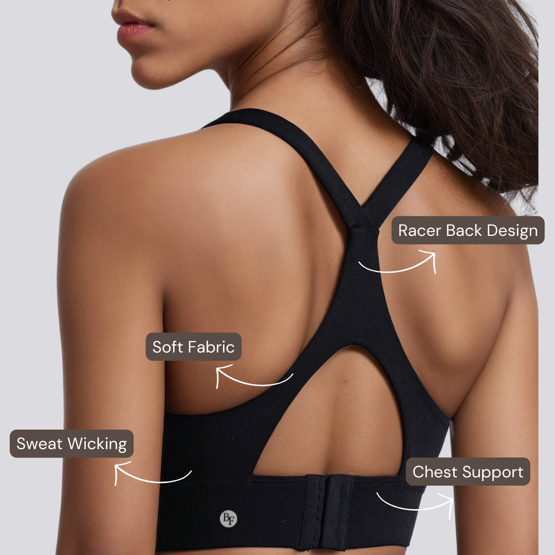 Racer Back Sports Bra - Black