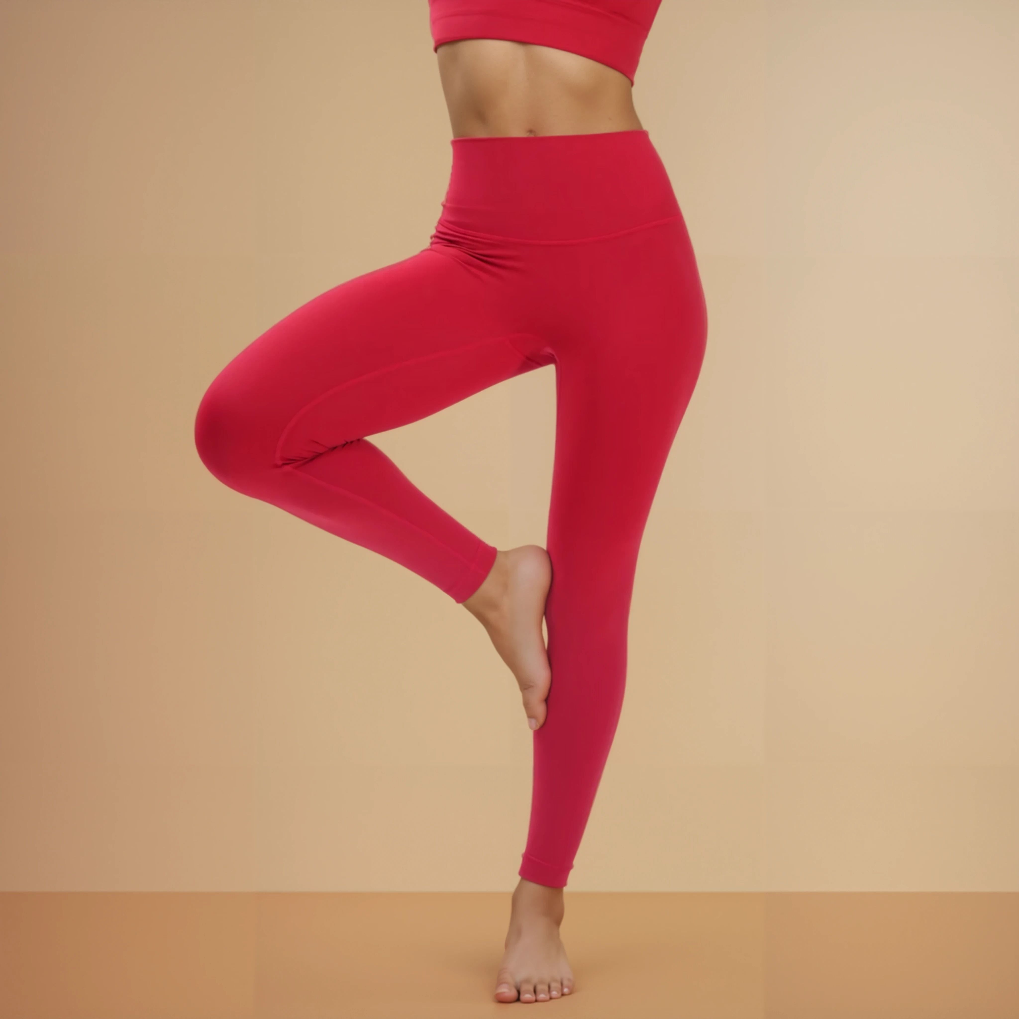 High-Rise Classic Leggings - Red