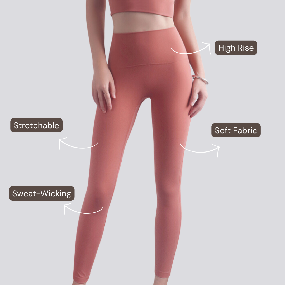 High-Rise Stretch Leggings - Shade Of Orange