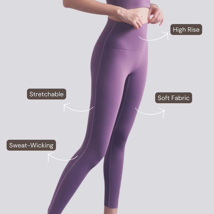 High-Rise Stretch Leggings - Purple