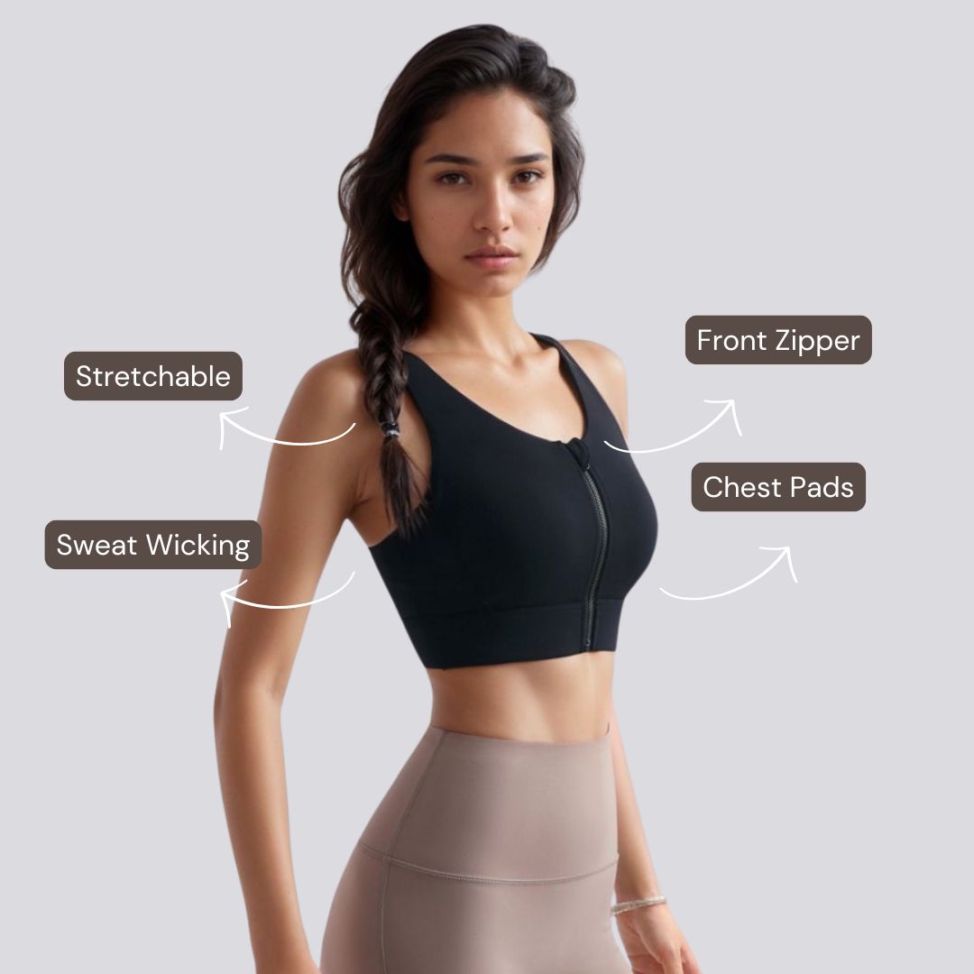 Cross Back Zip Sports Bra