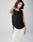 Sheer Sleeveless Cover T-Shirt - Black