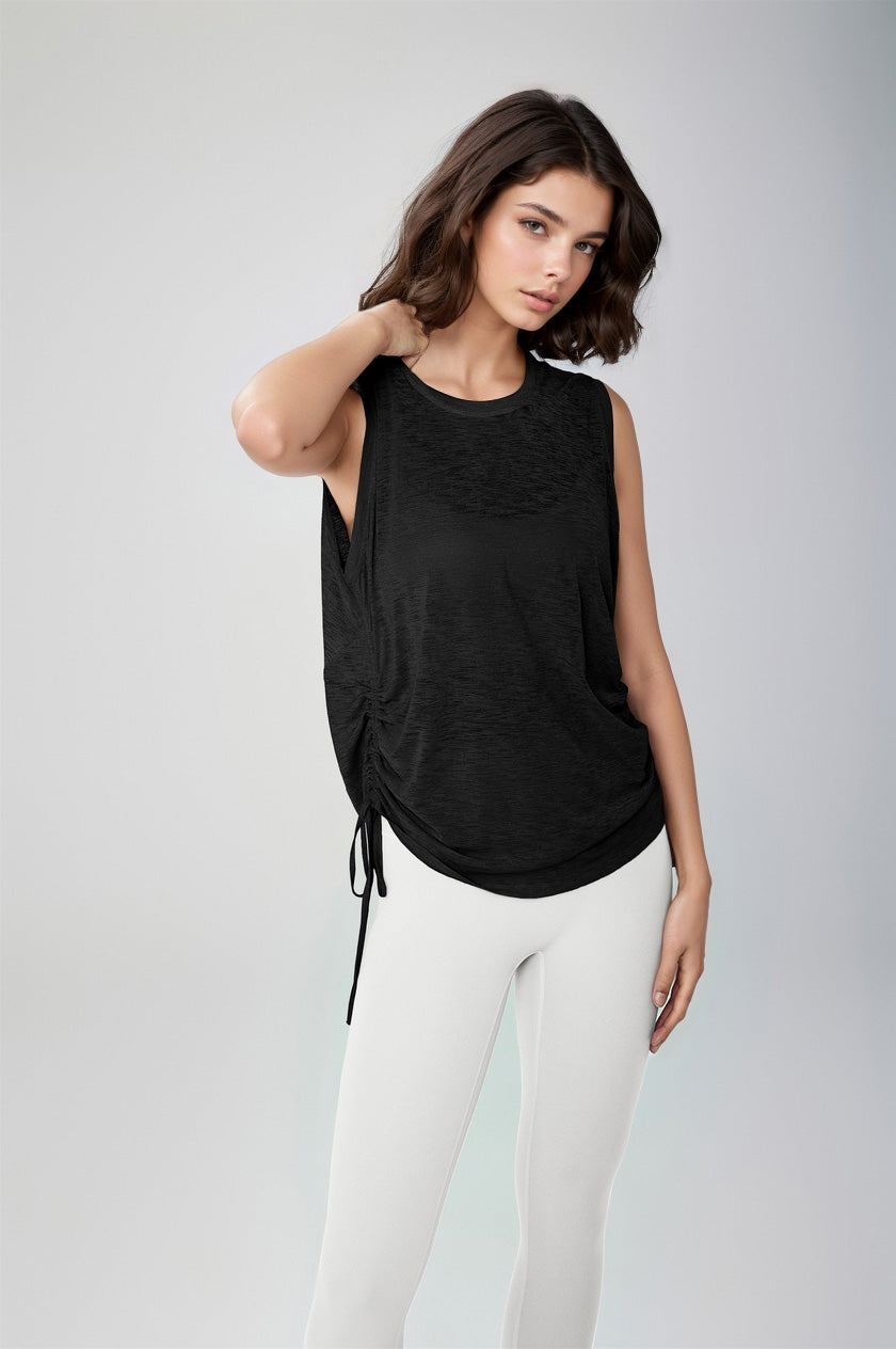 Sheer Sleeveless Cover T-Shirt - Black