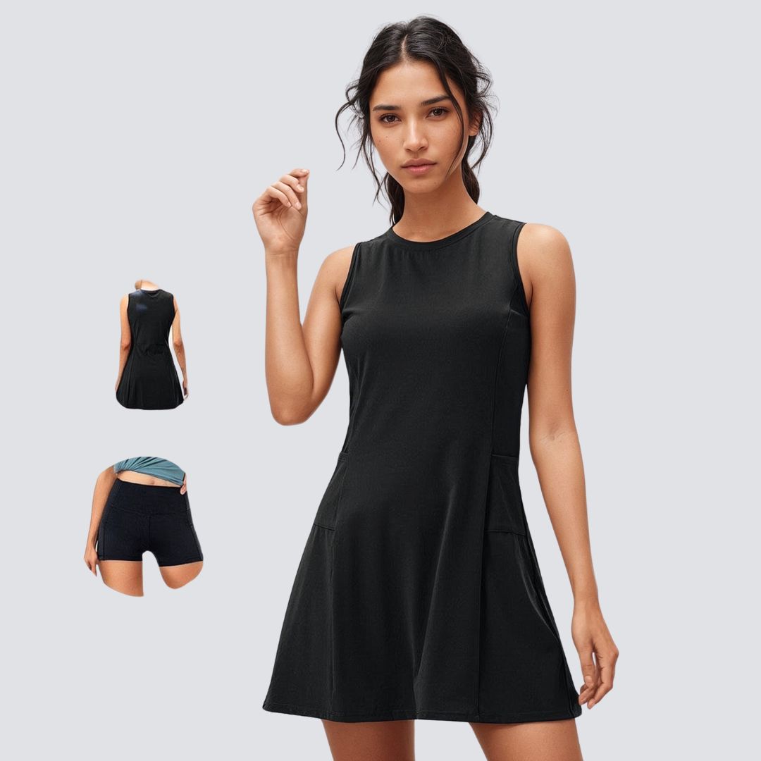 Tennis/ Activewear Dress With Pocket - Black