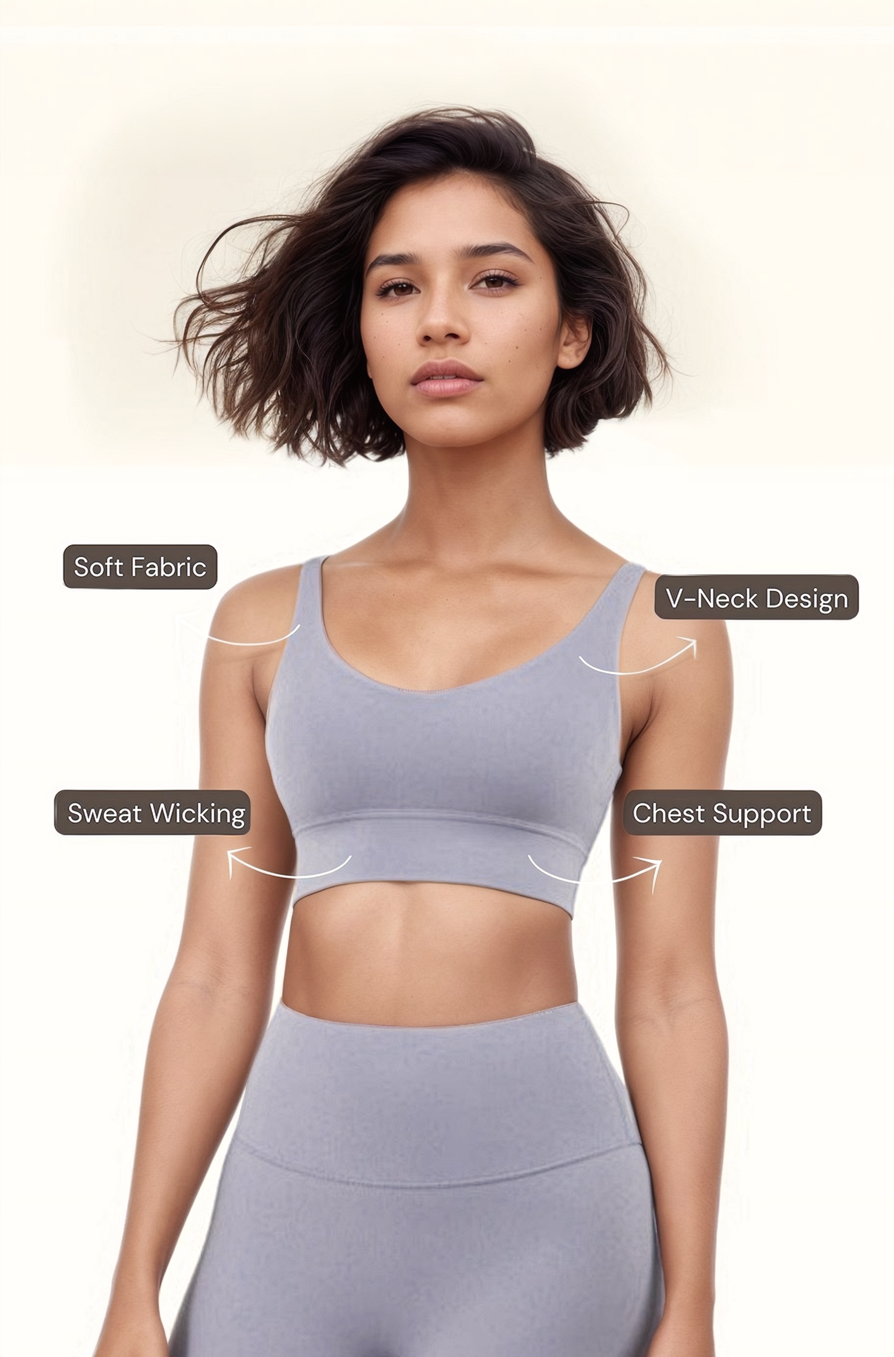 V-Neck Sports Bra - Blush Blue
