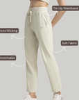Stylish Activewear Pants With Tie-Up Waist Band - Ivory White