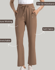 Stylish Activewear Pants With Tie-Up Waist Band - Brown