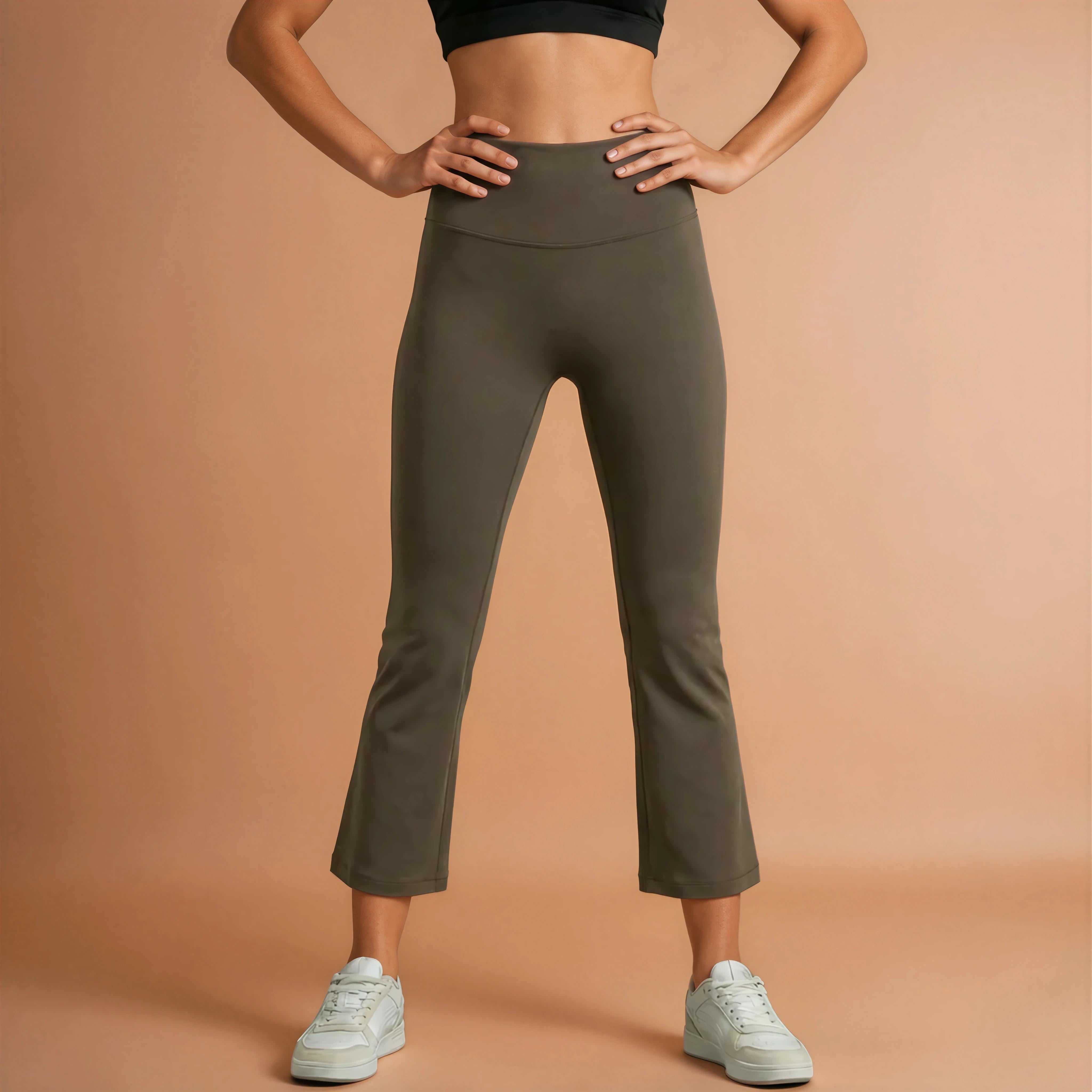 Ankle Length Flare Pants - Brown