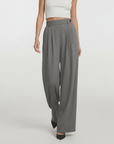 High Waist Striped Pants - Grey