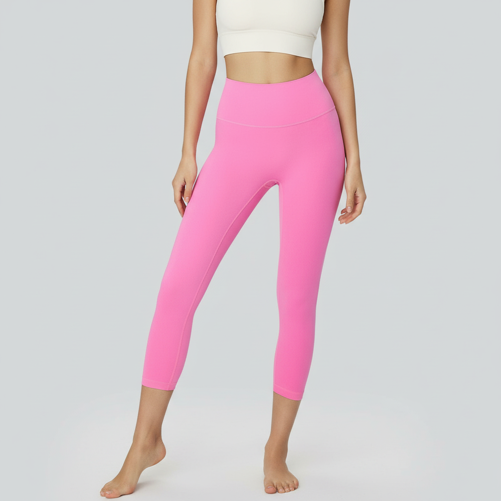 Ankle Length Comfort Leggings - Bright Pink