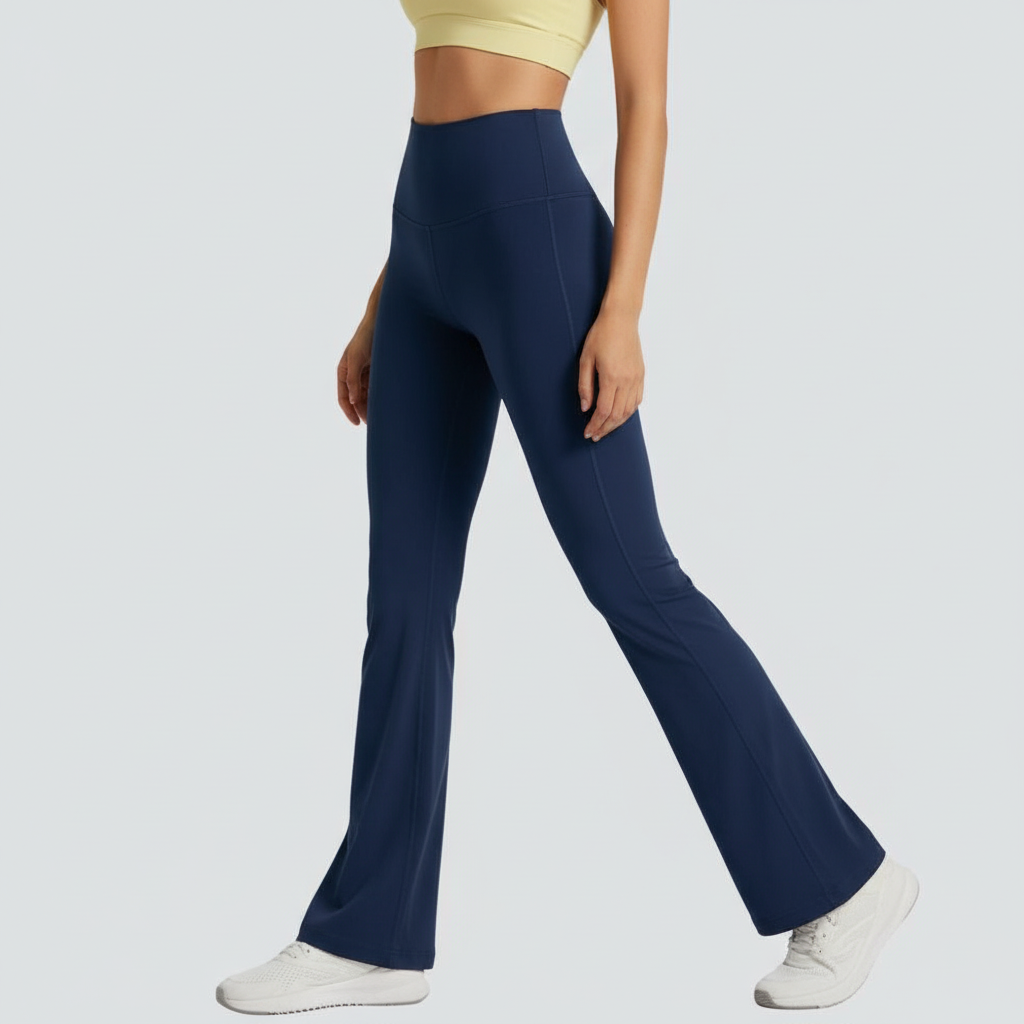 One-Size Flared Yoga Pants - Navy Blue